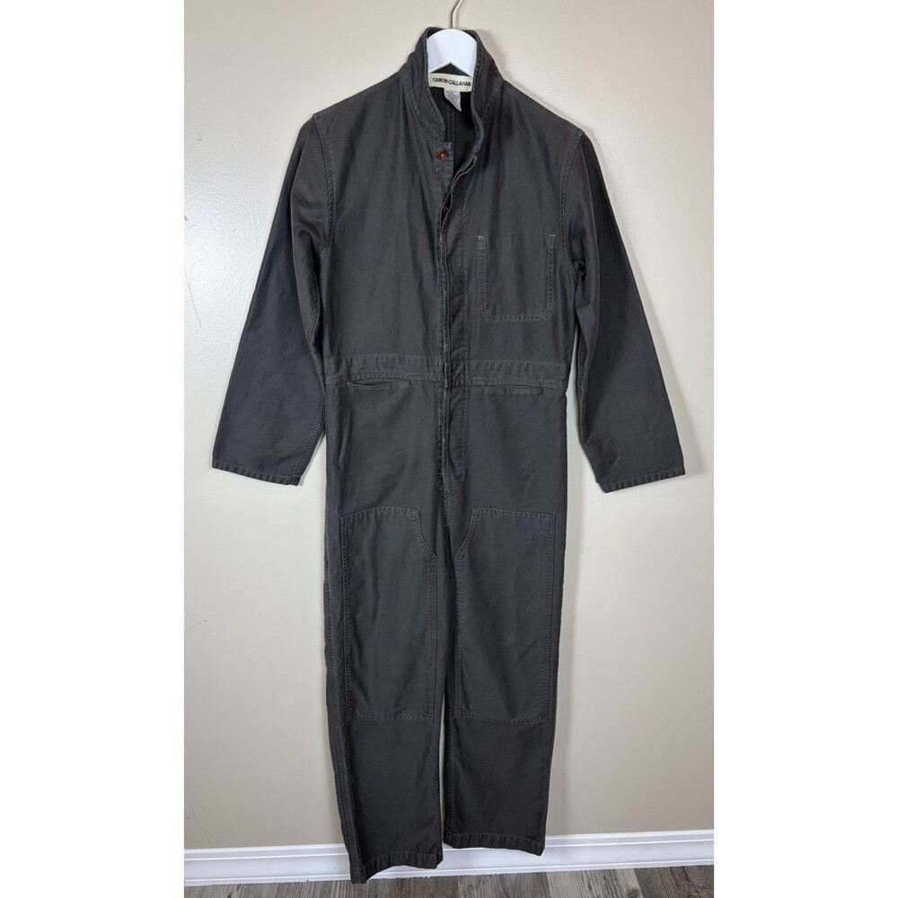 Caron Callahan Jumpsuit Women M Charcoal Utility Coveralls Workwear Made USA